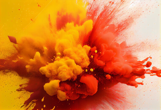 Red and yellow powder explosive effect stock photo, royalty free stock images in the style of monochromatic. Generative AI