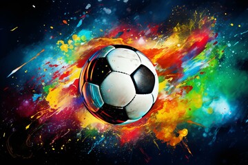 Abstract soccer background with vibrant colors. Generative AI