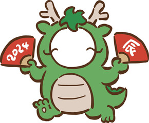 2024年辰年　顔ハメ年賀状素材　1人用