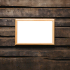 Empty Wood Frame Mockup on Wooden Textured Wall