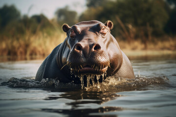 Hippopotamus in the wild