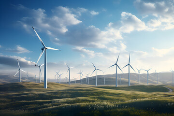 Wind farms, renewable energy, sustainable power, clean energy, wind turbines, wind energy, wind power, renewable resources, green energy, windmill farms, wind turbine technology, wind energy - obrazy, fototapety, plakaty