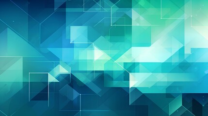 Fototapeta premium PPT background, using one color in Green and blue, and using one geometric of Abstract shapes and lines. generative AI