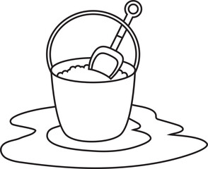 Sand Bucket and Shovel Outline