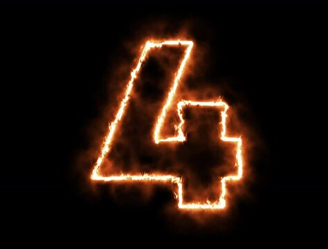 Animated Alphabet number one glowing in the dark orange blue neon light, fiery text numbers electric numbers alphabets