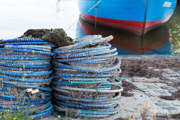 Fishing nets on the port quay.