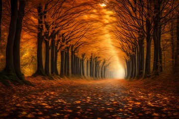 autumn tunnel in the forest