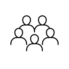 Group of people icon. Simple outline style. Staff, crowd, people, organisation, management, group, meeting, man, business, team, teamwork concept. Thin line symbol. Vector illustration isolated.