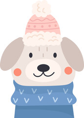 Dog Wearing Scarf And Hat