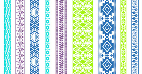 Embroidery ribbon vector patterns, lace seamless border, fashion edge stripes.