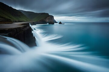 A dramatic cliffside overlooking a turbulent sea