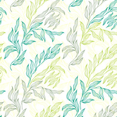 Lovely stylized tree leaves endless pattern. Organic foliage summer motif.