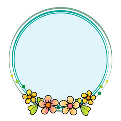 Circular frame decorated with cute flowers
