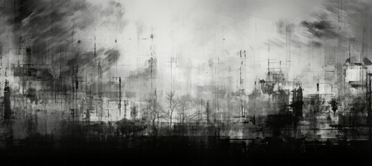 Grunge black ink monochrome background. Generative AI technology.