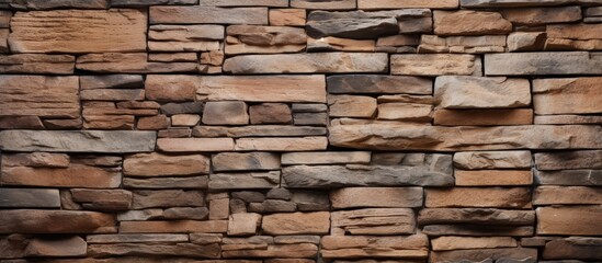 Fototapeta premium Background of a stone wall texture in a vintage brown brick composition