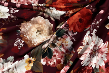 burgundy peony decoration background vintage flower summer nature wallpaper dark bouquet. Generative AI.