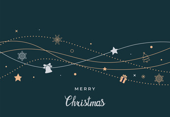 Merry Christmas and Happy New Year. Xmas background with Snowflakes, star and balls design. - 647281952