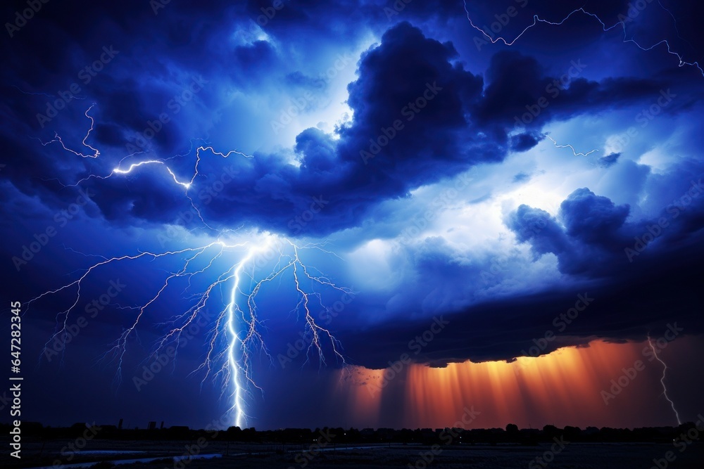 Aufkleber A powerful lightning bolt piercing through a dramatic cloudy sky. Perfect for adding a touch of drama and intensity to any project.