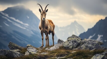 Chamois in high mountains