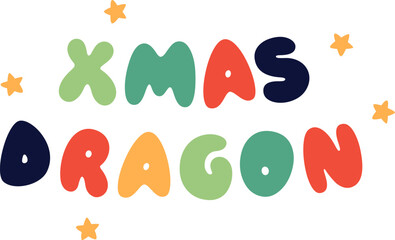 Xmas Dragon Lettering Sticker