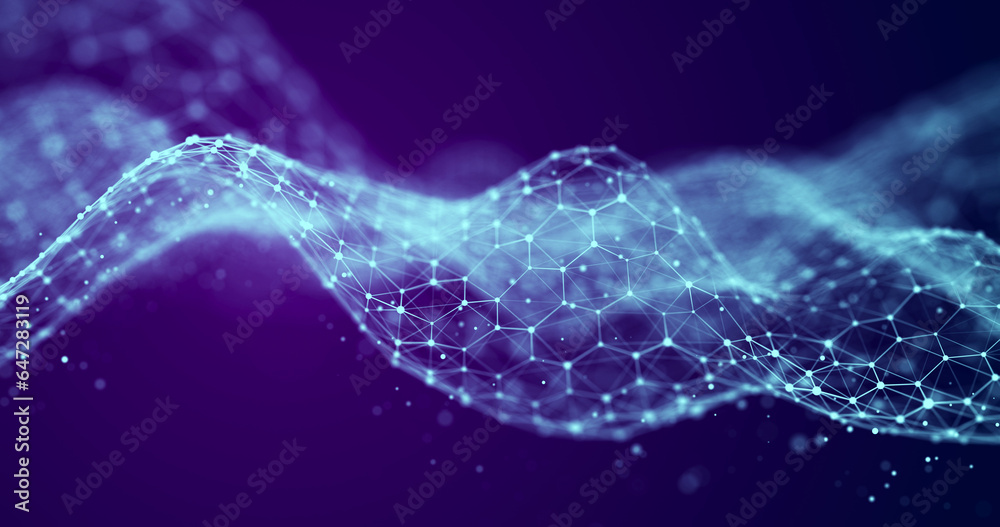 Poster abstract digital wave. digital network background. 3d rendering