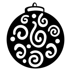 Christmas ornament black isolated white background vector illustration