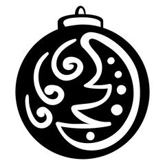 Christmas ornament black isolated white background vector illustration