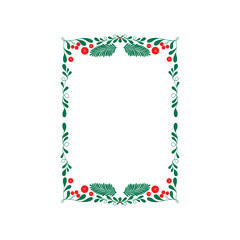 New year and Christmas wreath. Traditional winter garland on evergreen green branches, isolated on white background. Greeting card. Hand drawn Happy xmas vector retro holiday design