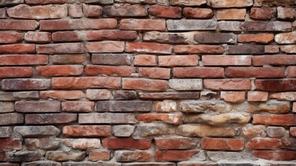 Obraz premium Old red brick wall background, abstract texture pattern backdrop