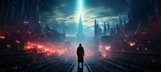 Travel to future. Generative AI technology.	
