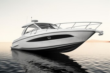 The image of white luxury motor boat, Generative AI - Powered by Adobe