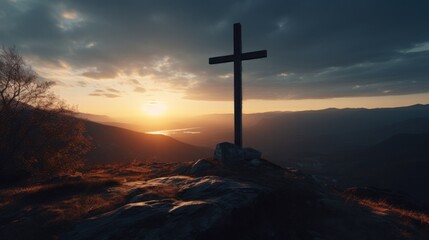 Cross with Background of dramatic sunshine