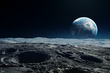 Enhanced 'earthrise' from the moon. Generative AI