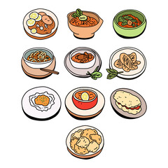 Vector Illustration Set Food Simple