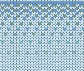 Seamless knitted texture with a pattern in cool colors.