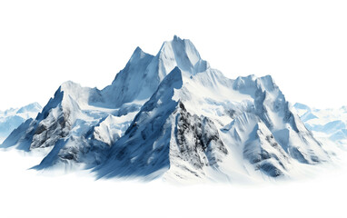 Fototapeta na wymiar Scandinavian Snow Covered Peak Isolated on a Transparent Background PNG. Generative AI