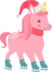 Obraz na płótnie Canvas Christmas Unicorn With Ice Skates