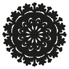 Snowflake Christmas ornament black isolated white background vector illustration