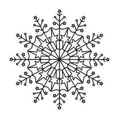 Snowflake Christmas ornament black isolated white background vector illustration