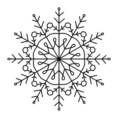 Snowflake Christmas ornament black isolated white background vector illustration