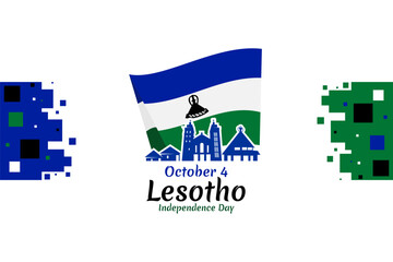 October 4, Happy Independence Day of Lesotho Vector illustration. Suitable for greeting card, poster and banner.