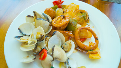 Dishes at the hotel restaurant. The Dessole Chain Hotel in Cam Ranh in Vietnam.  Currently closed.