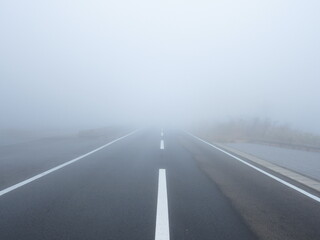 霧に包まれた道路