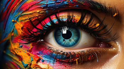 A Vibrant and Modern Artwork of an Eye with Paint