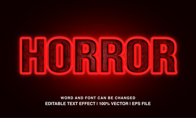 Horror editable text effect template, red neon light futuristic typeface, premium vector