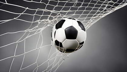 A soccer ball was kicked into his net. - obrazy, fototapety, plakaty