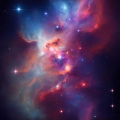 Fotobehang a breathtaking depiction of the Orion Nebula, a vibrant celestial nursery brimming with youthful, radiant stars, rendered with unparalleled realism and flawlessness - AI Generative © Being Imaginative
