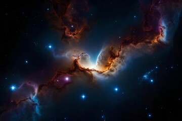 Fototapeta premium a breathtaking depiction of the Orion Nebula, a vibrant celestial nursery brimming with youthful, radiant stars, rendered with unparalleled realism and flawlessness - AI Generative