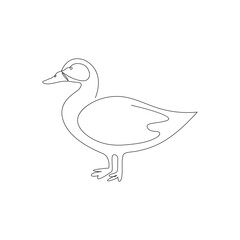 Continuous one line art drawing of duck vector illustration.