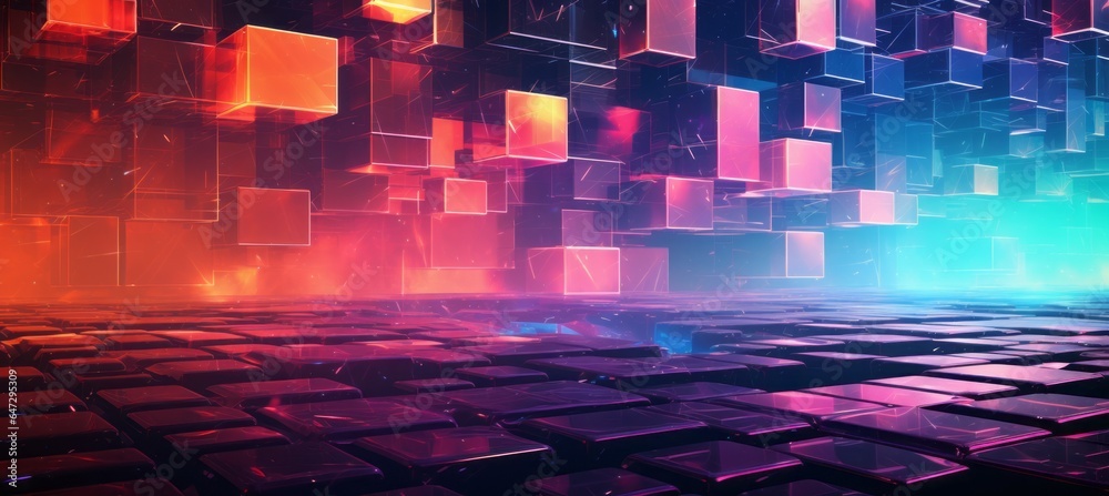 Poster Cyberspace blockchain technology background. Generative AI technology.